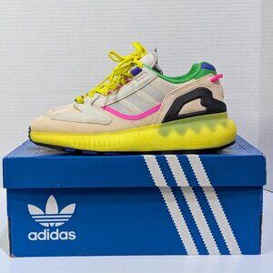 Adidas Women's ZX 5K BOOST GV7704 Wonder White/White Tint/Acid Yellow - Size 6